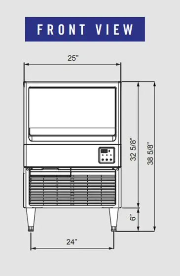 Blue Air Commercial Refrigeration BLUI-150A 25" Crescent Cubes Ice Maker With Bin, Cube-Style - 100-200 lbs/24 Hr Ice Production, Air-Cooled, 115 Volts