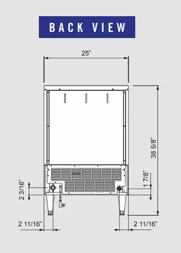 Blue Air Commercial Refrigeration BLUI-150A 25" Crescent Cubes Ice Maker With Bin, Cube-Style - 100-200 lbs/24 Hr Ice Production, Air-Cooled, 115 Volts