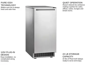 Ice-O-Matic GEMU090 14.88" Nugget Ice Maker with Bin, Nugget-Style - 50-100 lbs/24 Hr Ice Production, Air-Cooled, 115 Volts