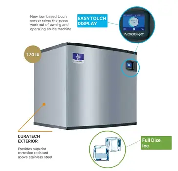 Manitowoc IDF1400C 30" Full-Dice Ice Maker, Cube-Style - 1000-1500 lbs/24 Hr Ice Production, Air-Cooled, 115 Volts