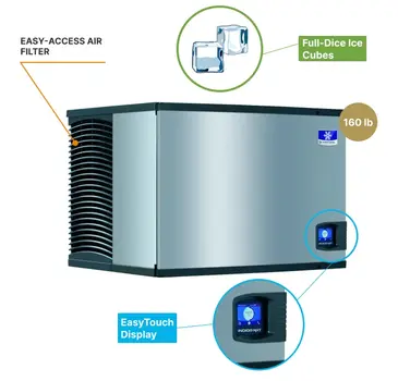 Manitowoc IDT0450A 30" Full-Dice Ice Maker, Cube-Style - 400-500 lbs/24 Hr Ice Production, Air-Cooled, 115 Volts