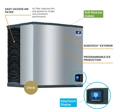 Manitowoc IDT0900A 30" Full-Dice Ice Maker, Cube-Style - 700-900 lb/24 Hr Ice Production, Air-Cooled, 208-230 Volts