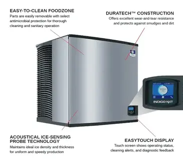 Manitowoc IDT1200W    30"  Full-Dice Ice Maker, Cube-Style - 1000-1500 lbs/24 Hr Ice Production,  Water-Cooled, (-251) 230v/50/1-ph, CE