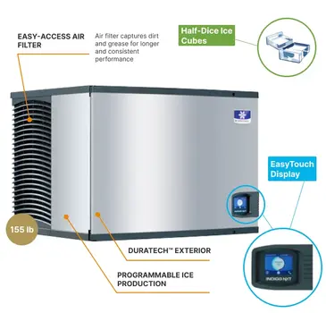 Manitowoc IYF0600C 30" Half-Dice Ice Maker, Cube-Style - 600-700 lbs/24 Hr Ice Production, Air-Cooled, 115 Volts