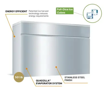 Manitowoc SDT3000W 48" Full-Dice Ice Maker, Cube-Style - 2000+ lbs/24 Hr Ice Production, Water-Cooled, 208-230 Volts