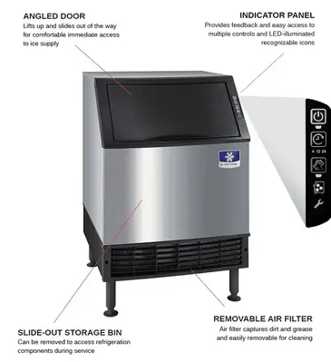 Manitowoc UYF0140A 26" Half-Dice Ice Maker With Bin, Cube-Style - 100-200 lbs/24 Hr Ice Production, Air-Cooled, 115 Volts