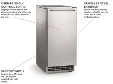 Scotsman CU50PA-1 14.88" Gourmet Ice Maker With Bin, Cube-Style - 50-100 lbs/24 Hr Ice Production, Air-Cooled, 115 Volts