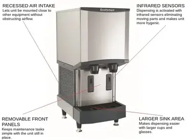 Scotsman HID312A-1    16.25" Nugget Ice Maker Dispenser, Nugget-Style - 200-300 lbs/24 Hr Ice Production, Air-Cooled, 115 Volts