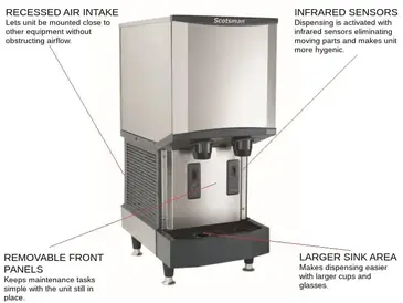 Scotsman HID312A-6    16.25" Nugget Ice Maker Dispenser, Nugget-Style - 200-300 lbs/24 Hr Ice Production, Air-Cooled, 230 Volts 