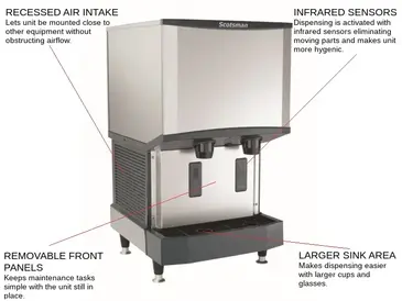 Scotsman HID525A-1    21.25" Nugget Ice Maker Dispenser, Nugget-Style - 500-600 lb/24 Hr Ice Production, Air-Cooled, 115 Volts